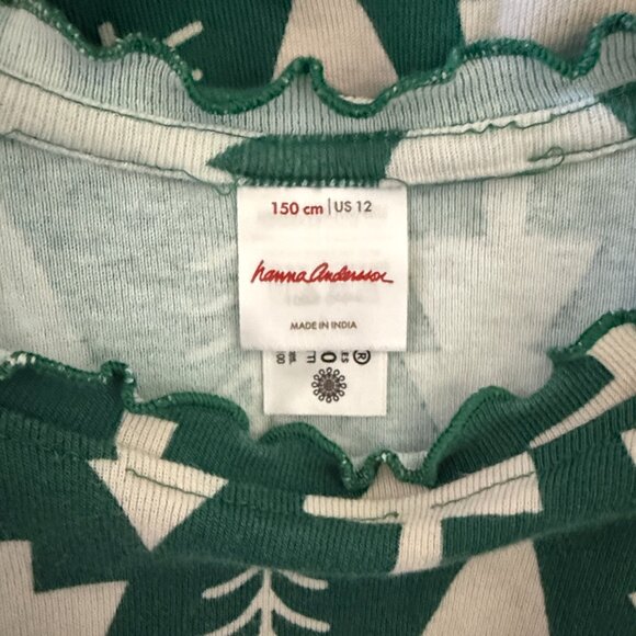 Hanna Andersson green Christmas tree long sleeve dress girls size 12 holiday - Picture 9 of 11